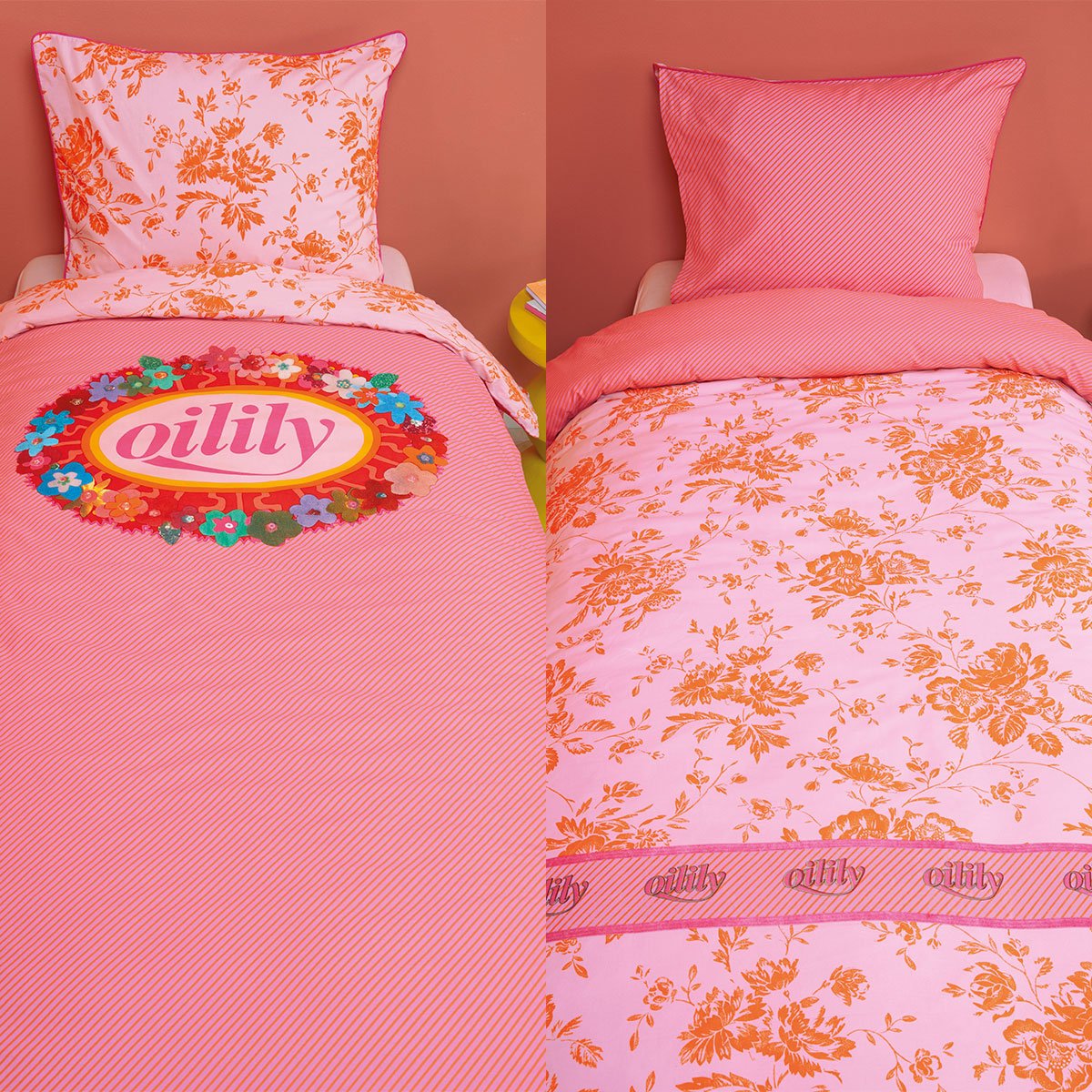 Oilily Prom Flowers Pink Cotton Quilt Cover Set Single - NuSea